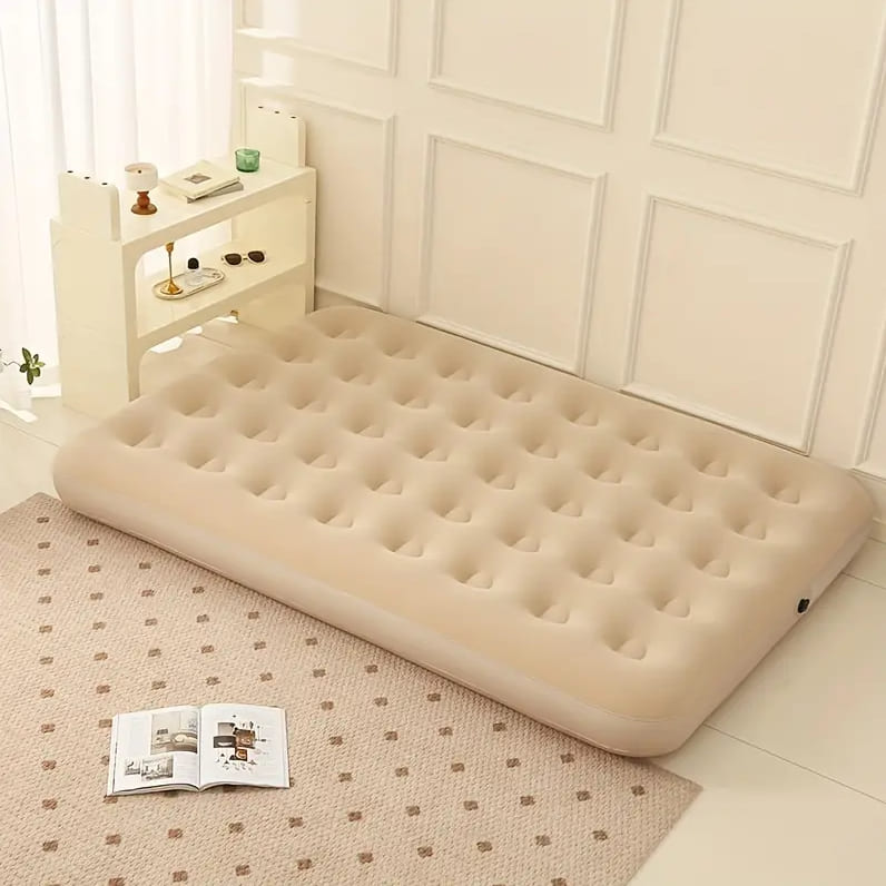 Thick Inflatable Bed with Honeycomb Column Design, Reinforced Belt, Skin-Friendly Velvet Surface, Comfortable and Durable