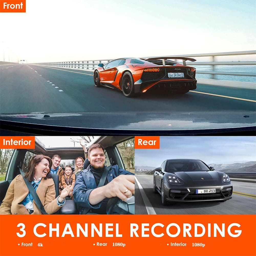 Dynara 4K Dash Cam – 3 Cameras, Night Vision, 256G Storage & Easy Installation
