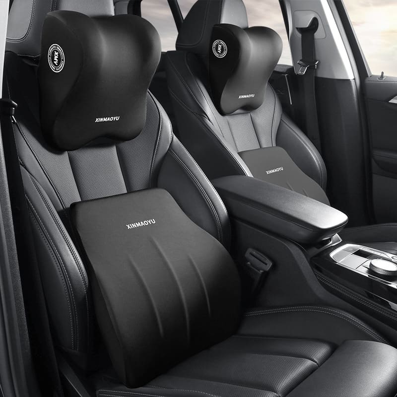 Premium Memory Foam Car Headrest, Neckrest, and Lumbar Pillow Set – Enhance Driving Comfort, Spinal Support, and Fatigue Relief