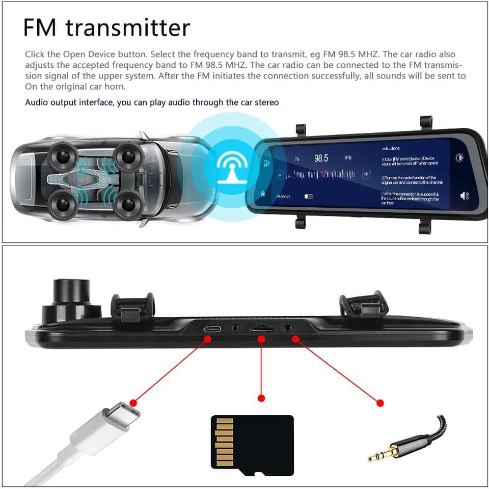 Streaming Media Night Vision Dash Cam | 4K Dual Lens Front and Rear Recording, ADAS, Vehicle Distance Detection, Wi-Fi Connectivity