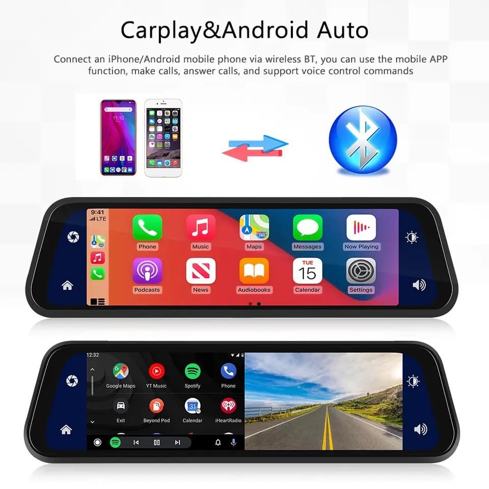 Streaming Media Night Vision Dash Cam | 4K Dual Lens Front and Rear Recording, ADAS, Vehicle Distance Detection, Wi-Fi Connectivity