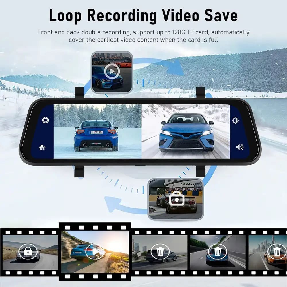 Streaming Media Night Vision Dash Cam | 4K Dual Lens Front and Rear Recording, ADAS, Vehicle Distance Detection, Wi-Fi Connectivity