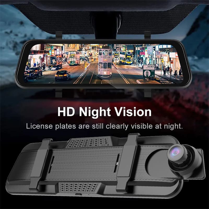 Streaming Media Night Vision Dash Cam | 4K Dual Lens Front and Rear Recording, ADAS, Vehicle Distance Detection, Wi-Fi Connectivity