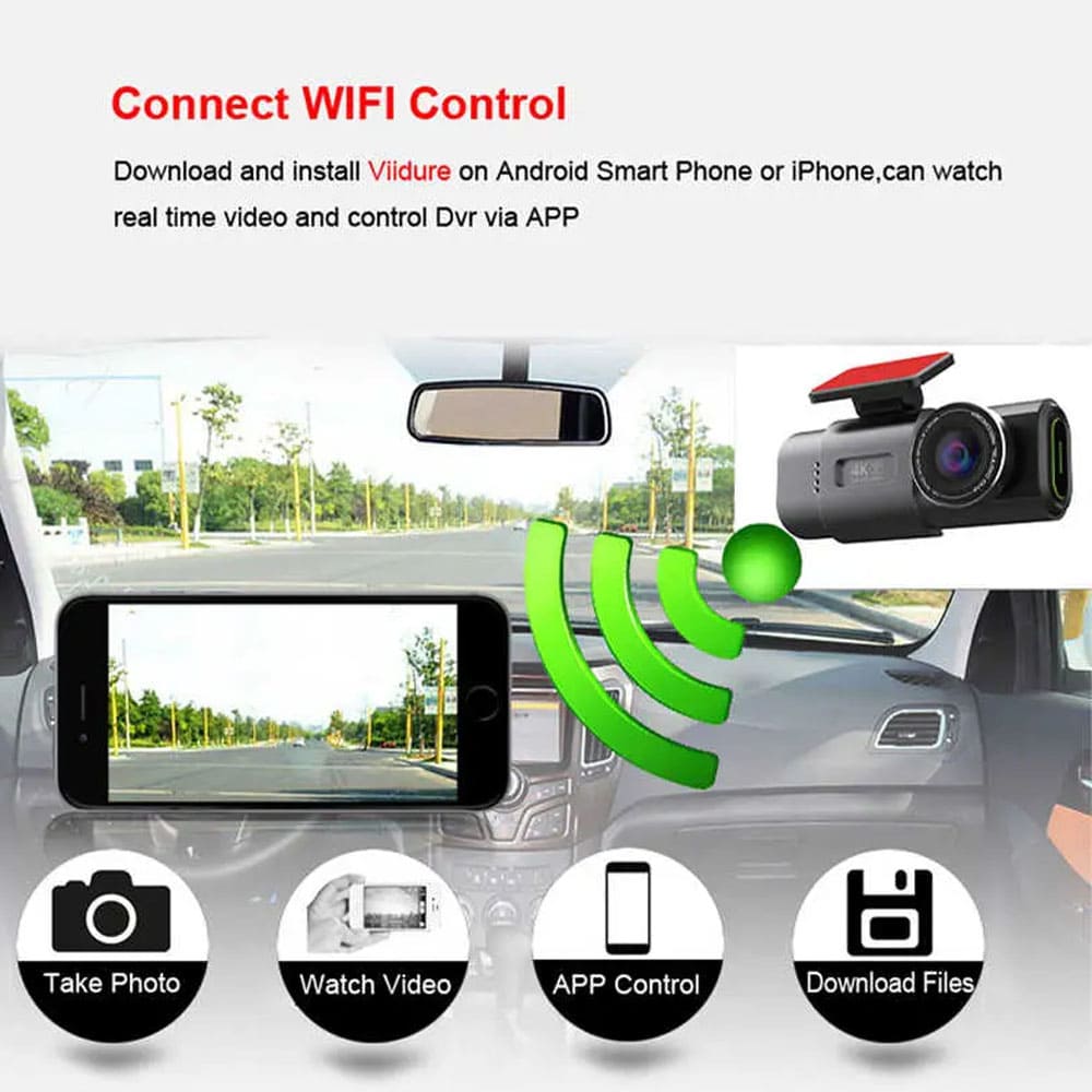 Dynara Best Dual 4K Dash Cam 2025 – WiFi, Front & Rear Cameras