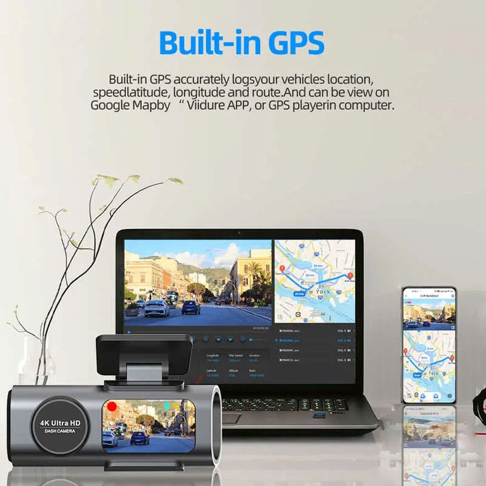 Dynara Best Dual 4K Dash Cam 2025 – WiFi, Front & Rear Cameras