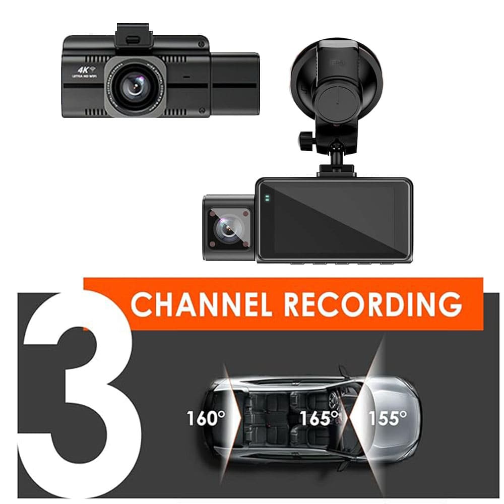 Dynara 4K Dash Cam – 3 Cameras, Night Vision, 256G Storage & Easy Installation