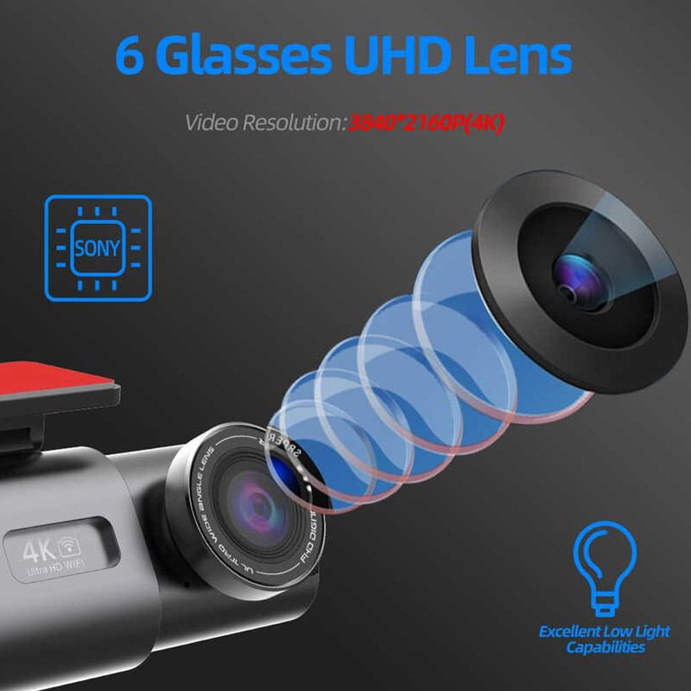 Dynara Best Dual 4K Dash Cam 2025 – WiFi, Front & Rear Cameras