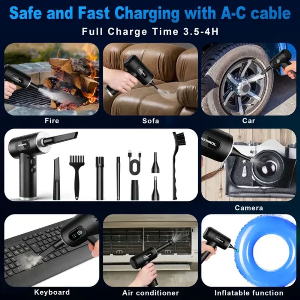 Dynara Car Vacuum Cleaner, Air Duster & Blower – 3-in-1 Multi-Function
