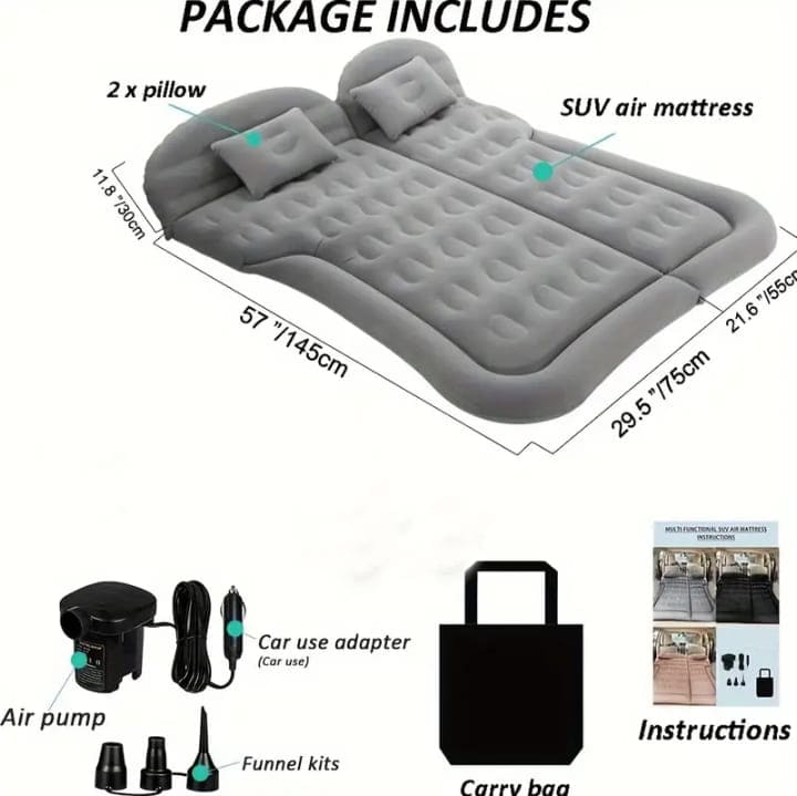 Car Trunk Inflatable Bed – Velvet Fabric & PVC Back, Comfortable and Convenient Car Mattress for Travel and Camping