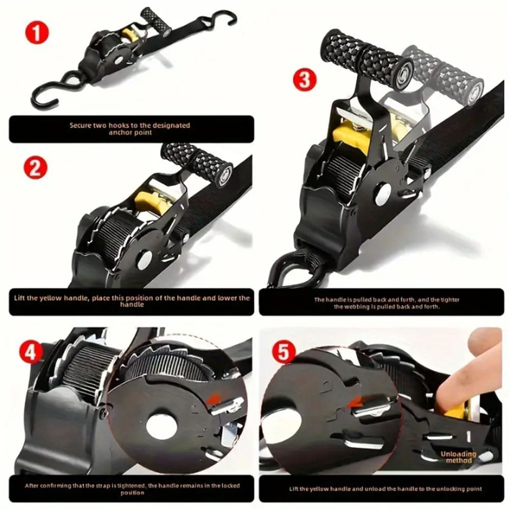 Retractable Ratchet Tie Down Strap – Heavy Duty Cargo Strap