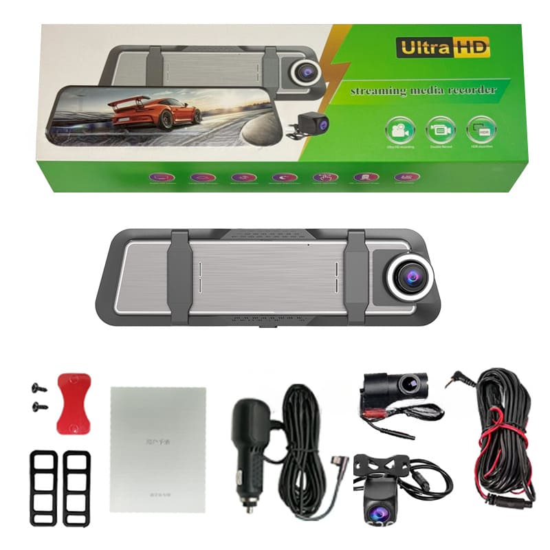 Streaming Media Night Vision Dash Cam | 4K Dual Lens Front and Rear Recording, ADAS, Vehicle Distance Detection, Wi-Fi Connectivity