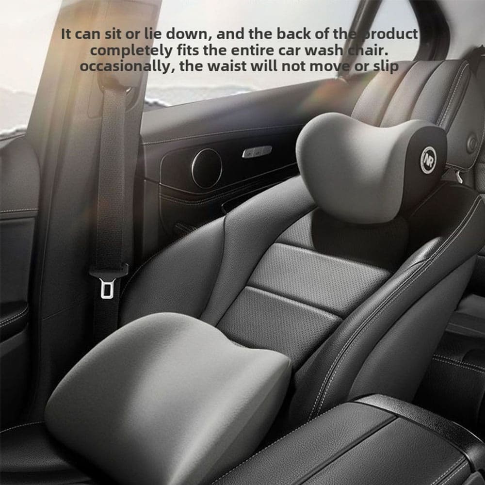 Car Pillow with Lumbar & Headrest Support – Memory Foam Neck Cushion