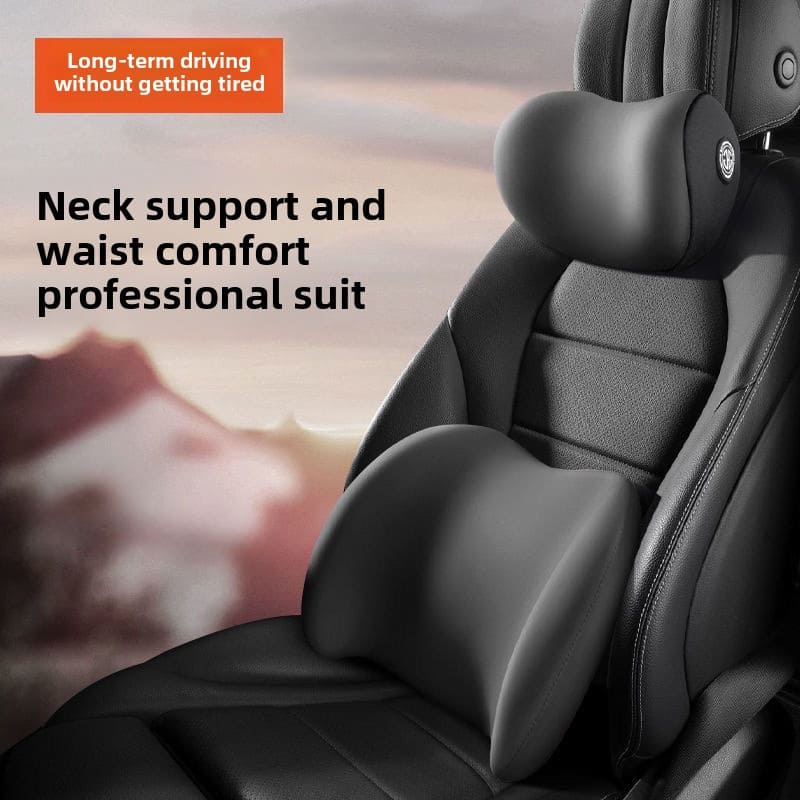 Ergonomic Memory Foam Car Headrest & Lumbar Support Set | Comfortable Long-Distance Driving Essential | Supports Spine & Neck