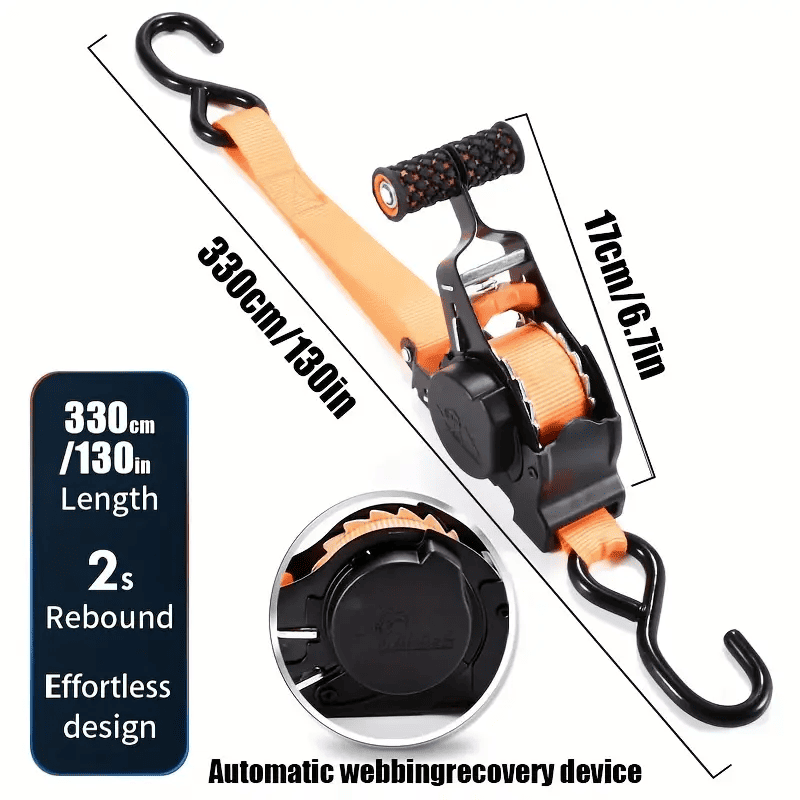 Dynara Retractable Ratchet Strap – Durable & Easy to Use Tie-Down
