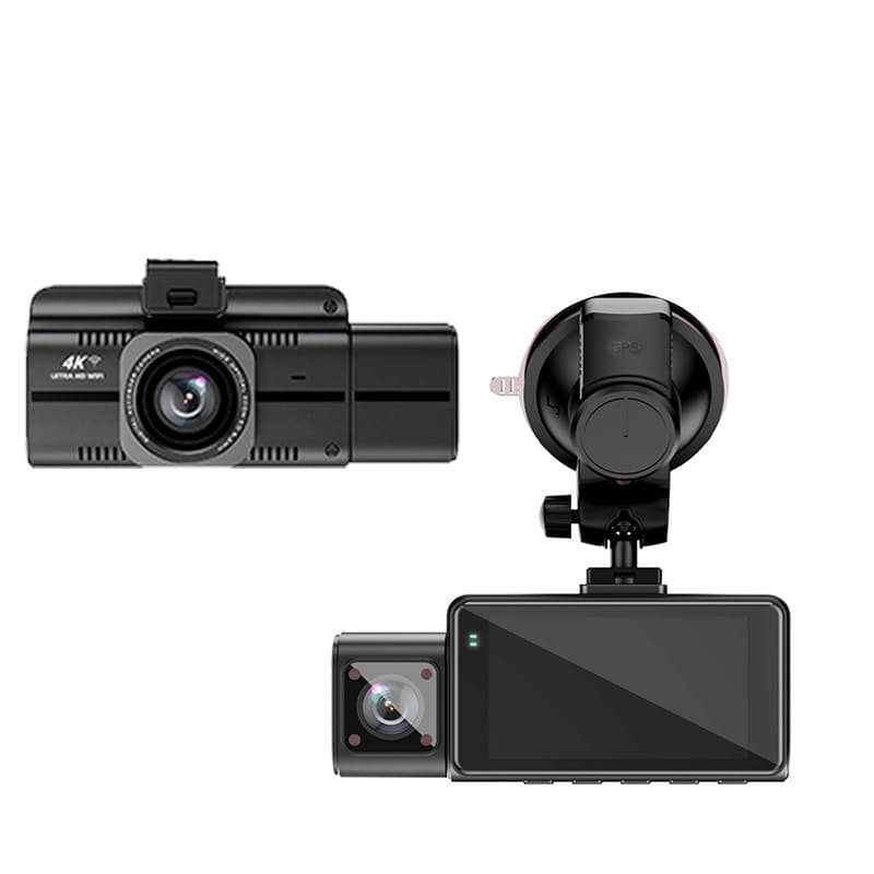 4K 3-Lens Dash Cam with GPS & Night Vision