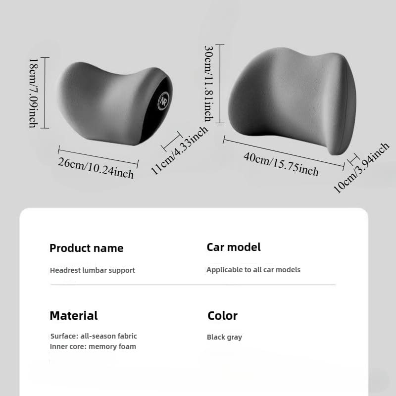 Ergonomic Memory Foam Car Headrest & Lumbar Support Set | Comfortable Long-Distance Driving Essential | Supports Spine & Neck