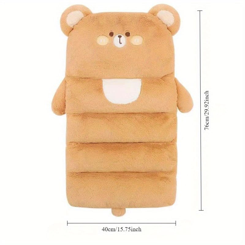 Plush Bear Car Seat Cushion – Cute Fluffy Winter Seat Cover with Soft PP Cotton Filling