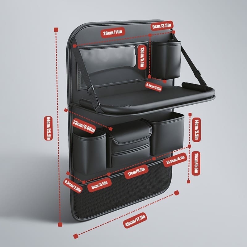 Leather Backseat Organizer for Car | Foldable Table Design, Enhance Your Car Space