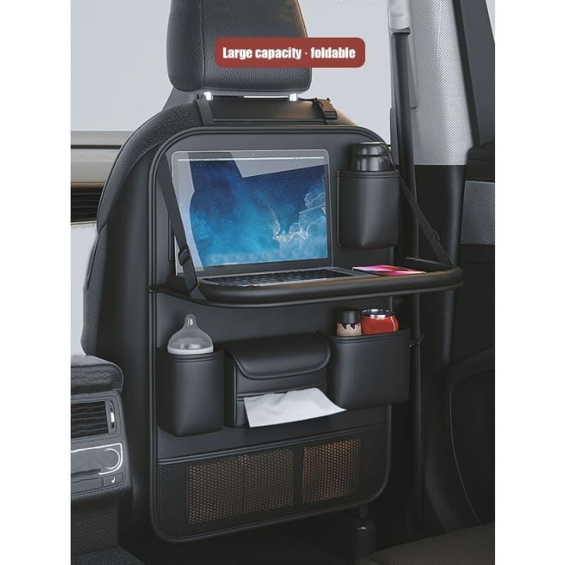Leather Backseat Organizer for Car | Foldable Table Design, Enhance Your Car Space