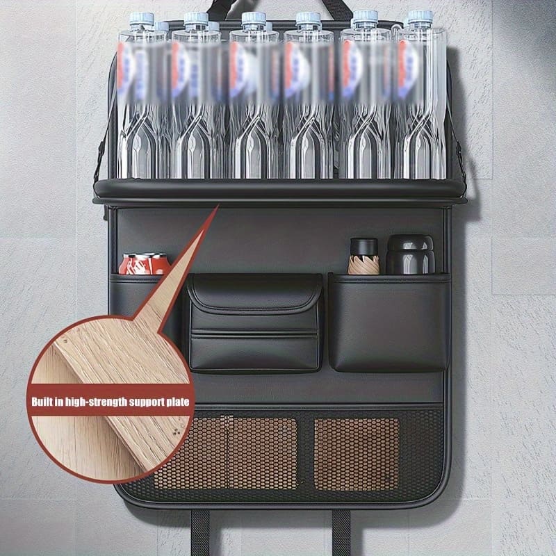 Leather Backseat Organizer for Car | Foldable Table Design, Enhance Your Car Space