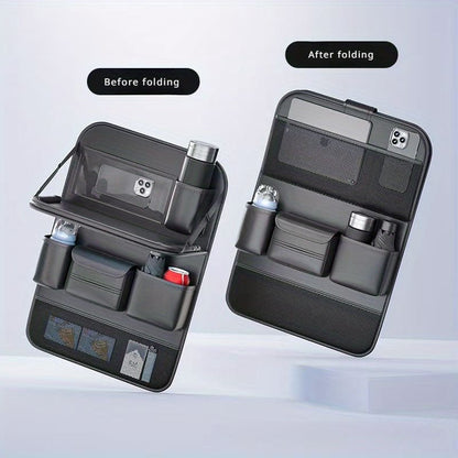Leather Backseat Organizer for Car | Foldable Table Design, Enhance Your Car Space