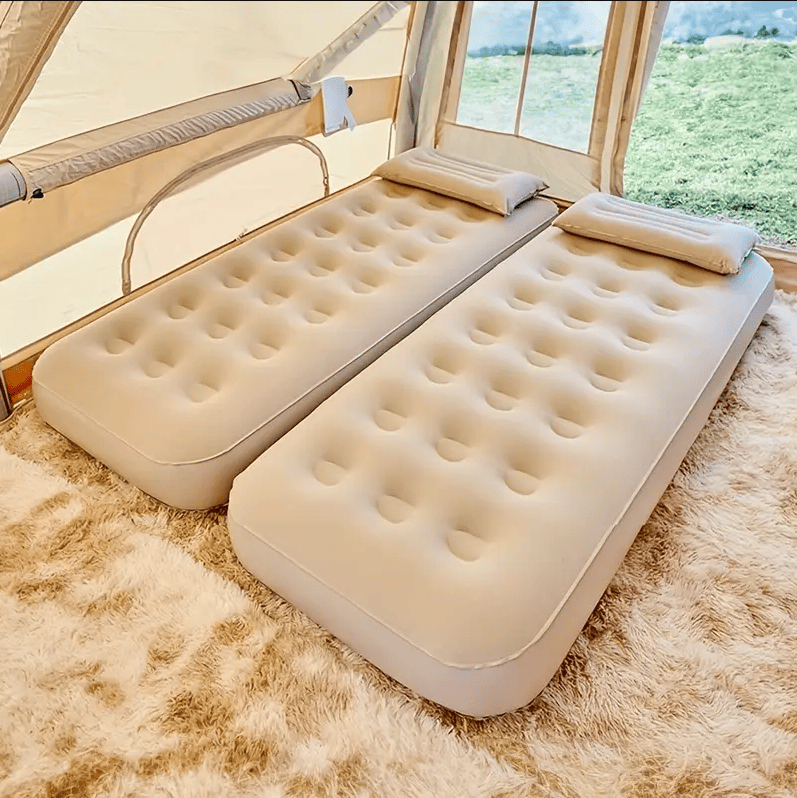 Thick Inflatable Bed with Honeycomb Column Design, Reinforced Belt, Skin-Friendly Velvet Surface, Comfortable and Durable