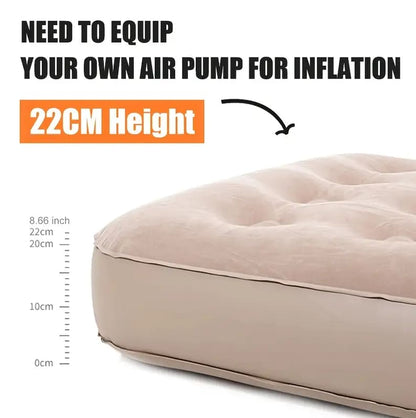 Thick Inflatable Bed with Honeycomb Column Design, Reinforced Belt, Skin-Friendly Velvet Surface, Comfortable and Durable