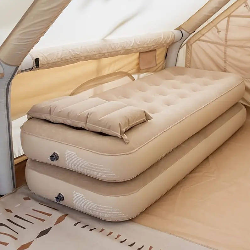 Thick Inflatable Bed with Honeycomb Column Design, Reinforced Belt, Skin-Friendly Velvet Surface, Comfortable and Durable