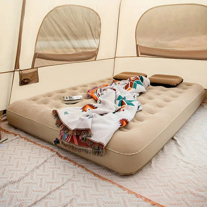 Thick Inflatable Bed with Honeycomb Column Design, Reinforced Belt, Skin-Friendly Velvet Surface, Comfortable and Durable