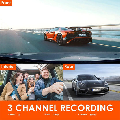Dynara 4K Dash Cam – 3 Cameras, Night Vision, 256G Storage & Easy Installation