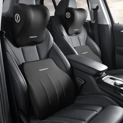 Premium Memory Foam Car Headrest, Neckrest, and Lumbar Pillow Set – Enhance Driving Comfort, Spinal Support, and Fatigue Relief