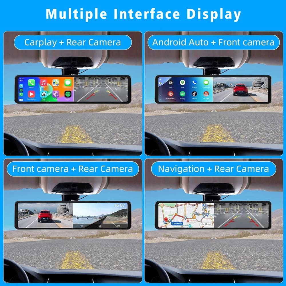 Streaming Media Night Vision Dash Cam | 4K Dual Lens Front and Rear Recording, ADAS, Vehicle Distance Detection, Wi-Fi Connectivity