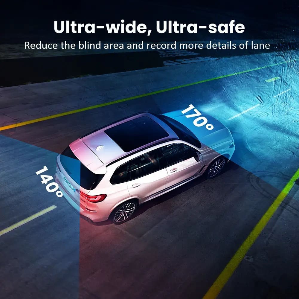 Streaming Media Night Vision Dash Cam | 4K Dual Lens Front and Rear Recording, ADAS, Vehicle Distance Detection, Wi-Fi Connectivity