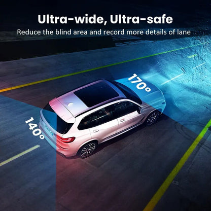 Streaming Media Night Vision Dash Cam | 4K Dual Lens Front and Rear Recording, ADAS, Vehicle Distance Detection, Wi-Fi Connectivity