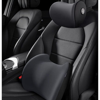 Ergonomic Memory Foam Car Headrest & Lumbar Support Set | Comfortable Long-Distance Driving Essential | Supports Spine & Neck
