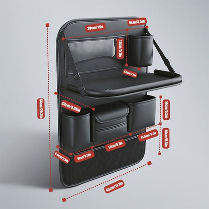 Car Back Seat Organizer – Leather Foldable Tray Design