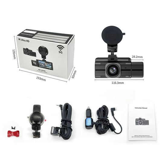 Dynara 4K Dash Cam – 3 Cameras, Night Vision, 256G Storage & Easy Installation