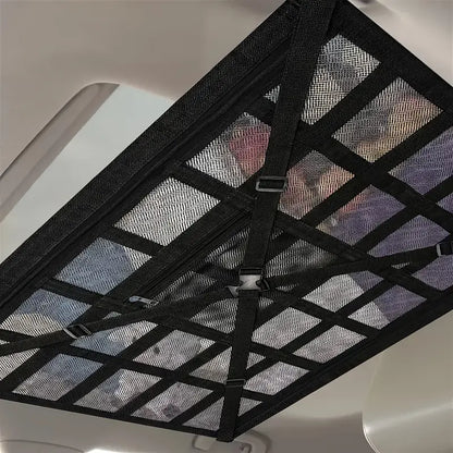 Large Capacity Car Roof Hanging Storage Net | Adjustable Buckles, Dual Zipper & Heavy Duty Cross-Weave | Easy Installation & High Weight Capacity