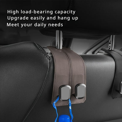 2PC Leather Car Headrest Hooks – Back Seat Hanger & Tablet Holder