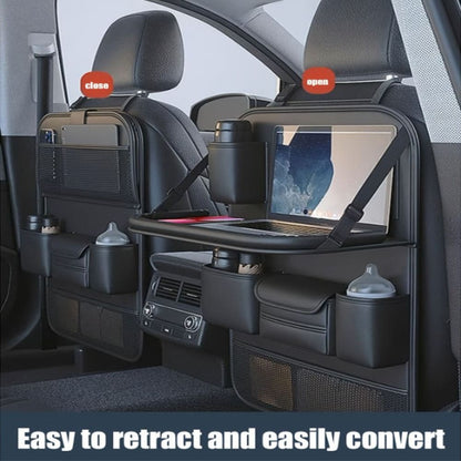 Car Back Seat Organizer – Leather Foldable Tray Design