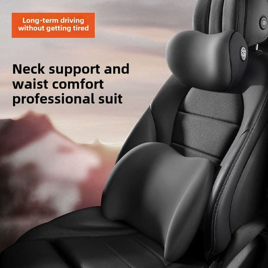 Ergonomic Memory Foam Car Headrest & Lumbar Support Set | Comfortable Long-Distance Driving Essential | Supports Spine & Neck