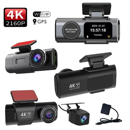 4K HD Car Dash Cam - Front and Rear Dual Recording, Night Vision, Parking Monitor, 1.47-Inch Display