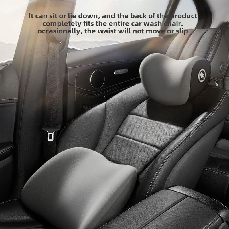 Ergonomic Memory Foam Car Headrest & Lumbar Support Set | Comfortable Long-Distance Driving Essential | Supports Spine & Neck