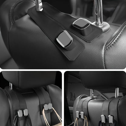 2PC Leather Car Headrest Hooks – Back Seat Hanger & Tablet Holder