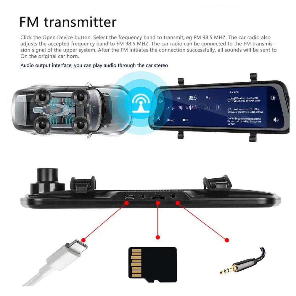 Streaming Media Rearview Mirror Dash Cam 4K – Universal Fit for All Cars