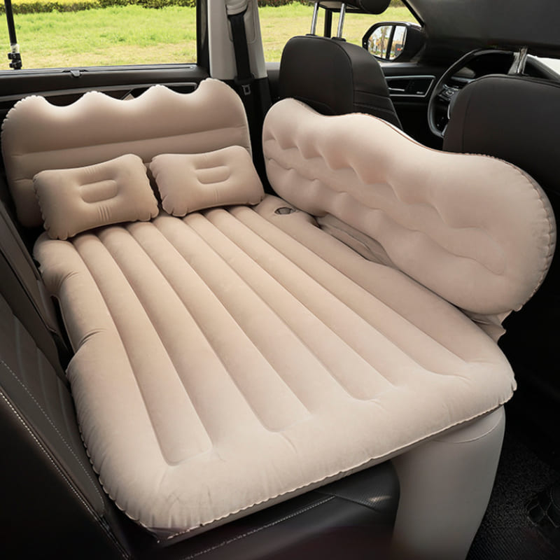 Car Inflatable Bed – Velvet Fabric & PVC Back, Comfortable and Convenient Car Mattress for Back Seat and Trunk
