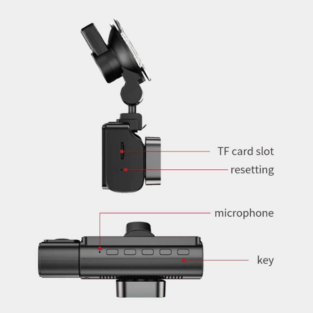 4K 3-Lens Dash Cam with GPS & Night Vision