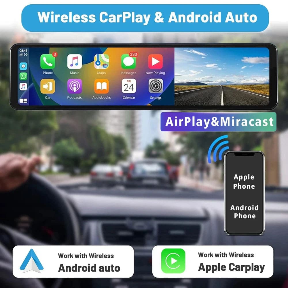 Streaming Media Rearview Mirror Dash Cam 4K – Universal Fit for All Cars