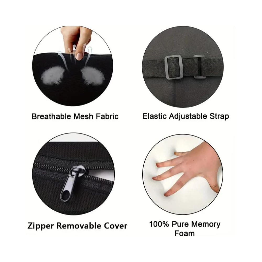 Memory Foam Car Pillow – Lumbar & Headrest Support Set