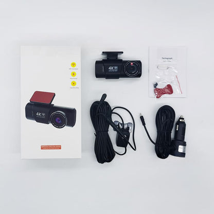 4K HD Car Dash Cam - Front and Rear Dual Recording, Night Vision, Parking Monitor, 1.47-Inch Display